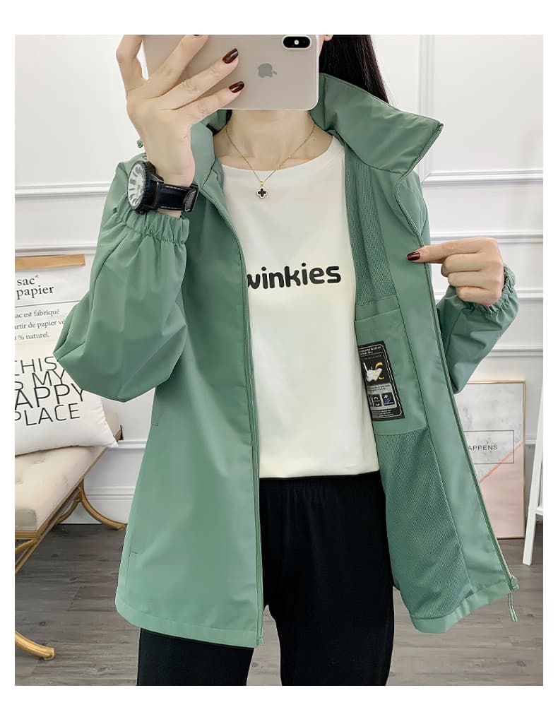 シンプル防水ジップアップナイロンジャケット